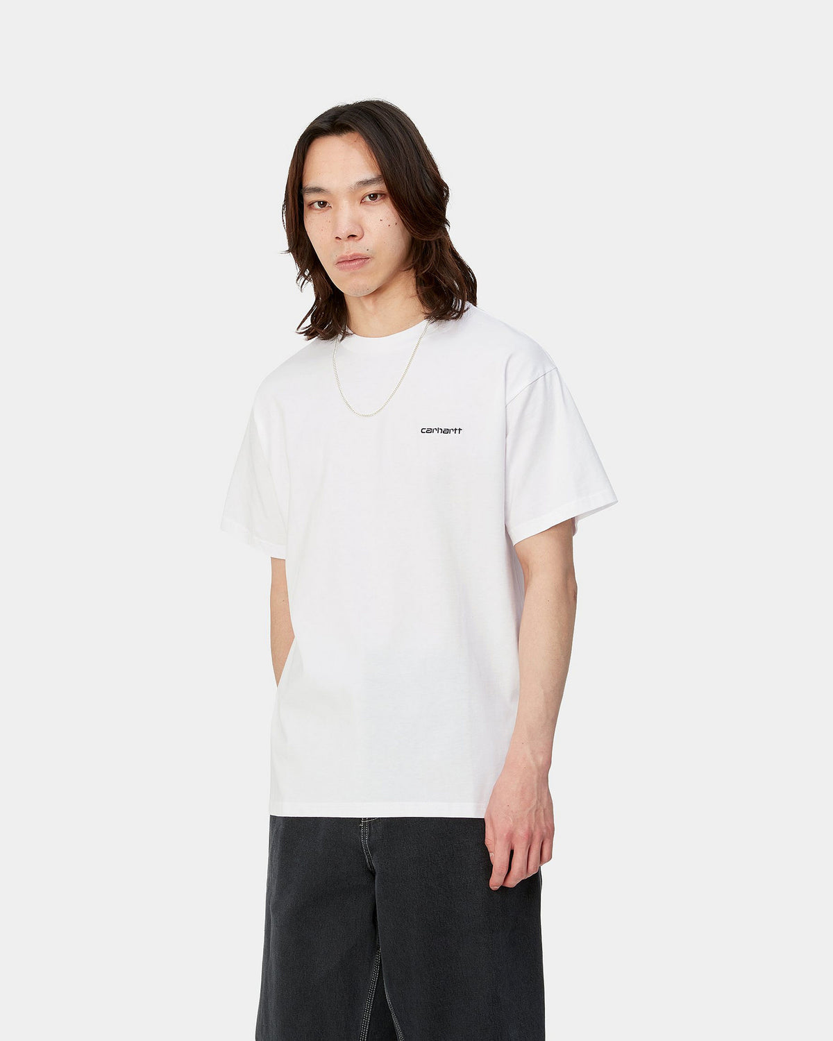 Carhartt WIP S/S Script Embroidery Tee - White / Black | Carhartt WIP T Shirts | JEANSTORE