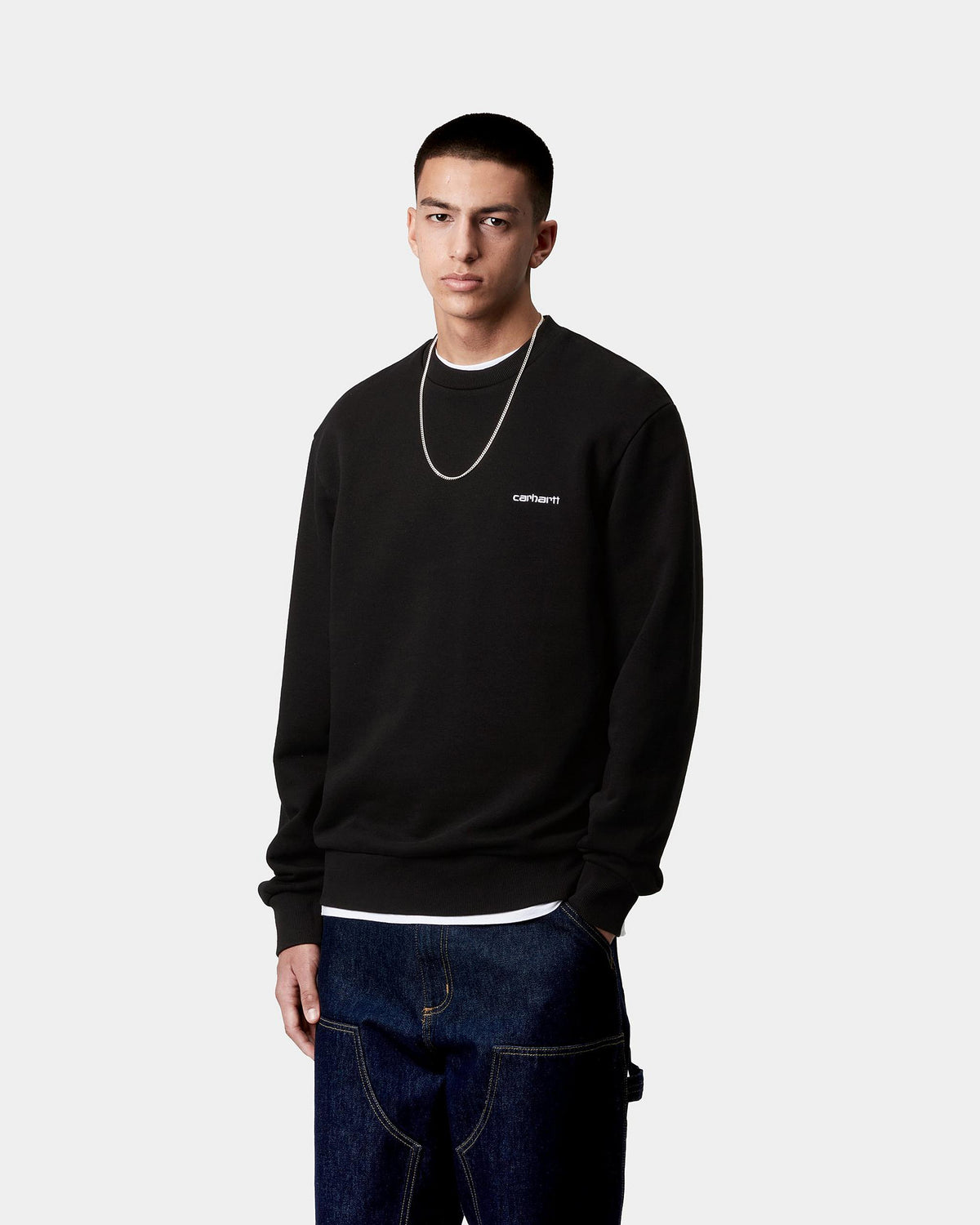Carhartt WIP Script Embroidery Sweat - Black / White | Carhartt WIP Sweaters & Knitwear | JEANSTORE