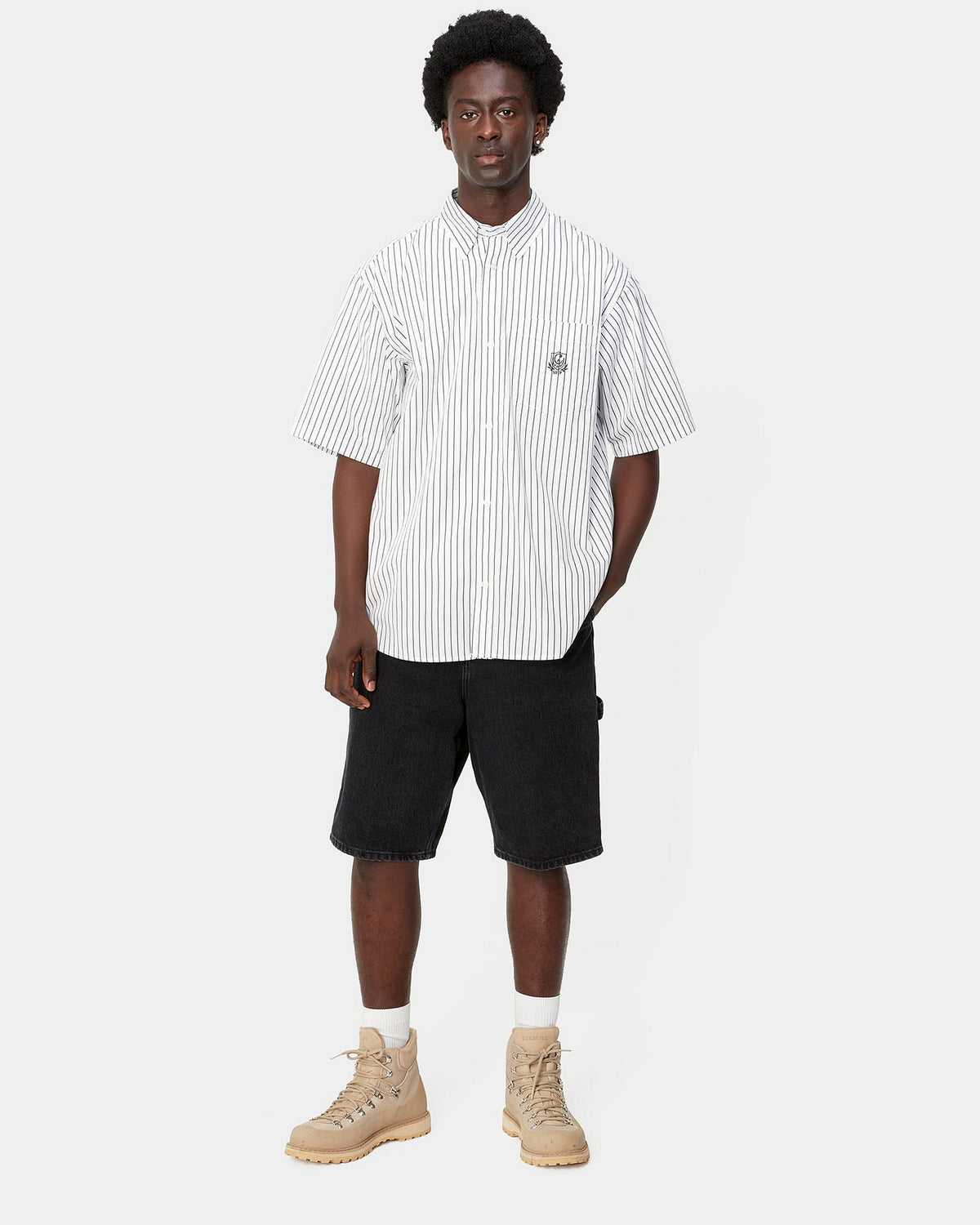 Carhartt WIP Single Knee Shorts - Black Stone Washed | Carhartt WIP Shorts | JEANSTORE