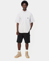 Carhartt WIP Single Knee Shorts - Black Stone Washed | Carhartt WIP Shorts | JEANSTORE