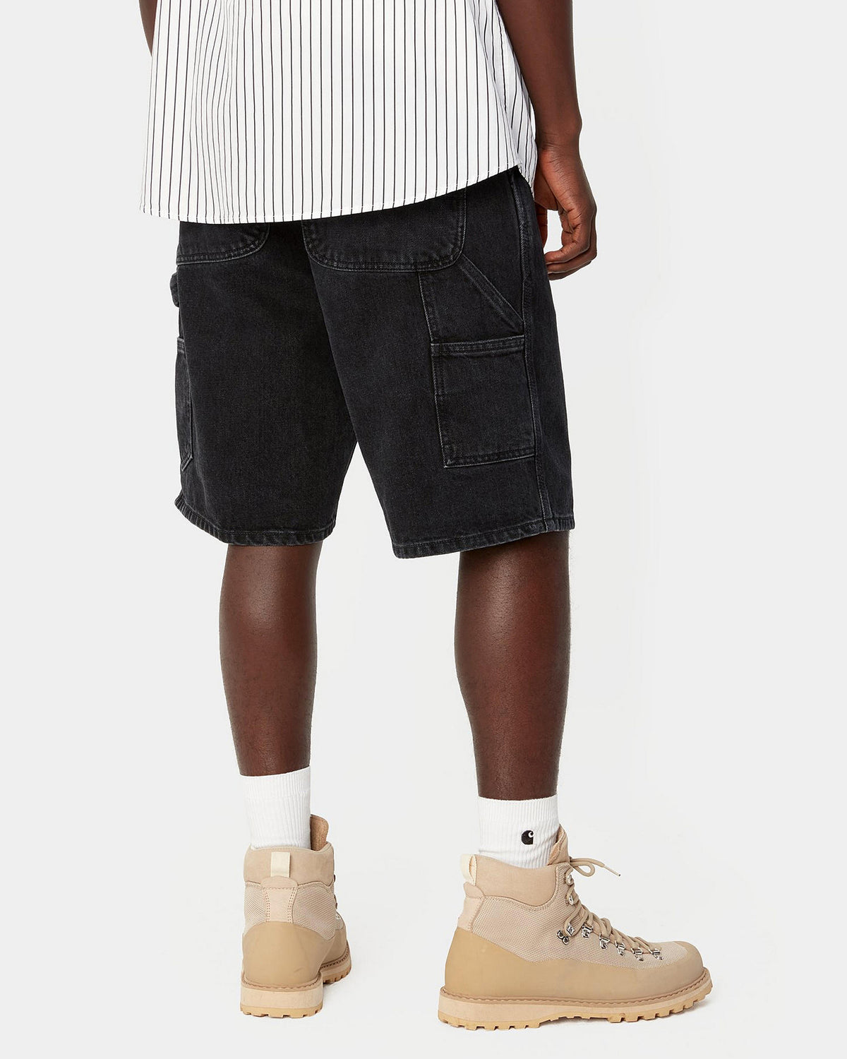 Carhartt WIP Single Knee Shorts - Black Stone Washed | Carhartt WIP Shorts | JEANSTORE