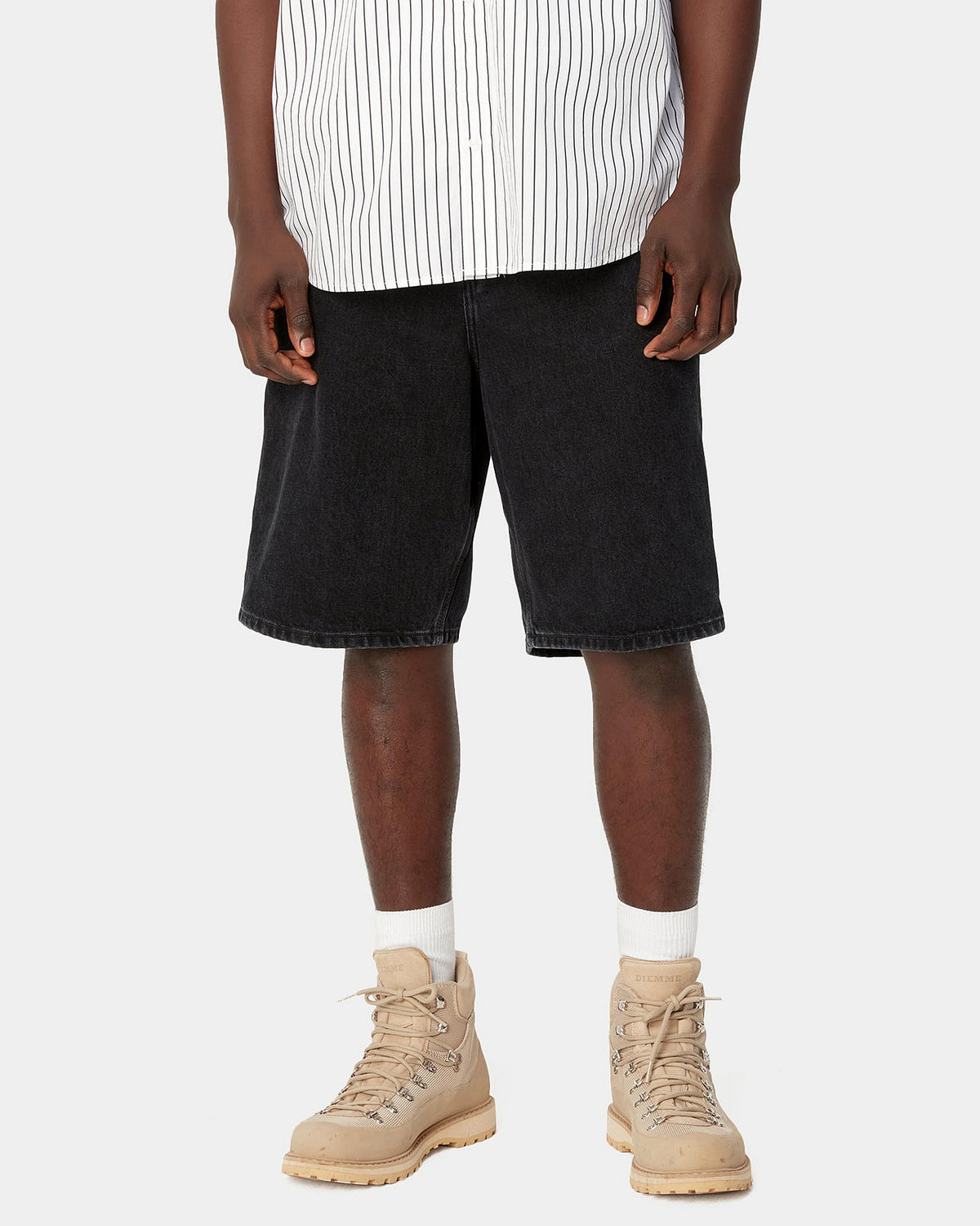Carhartt WIP Single Knee Shorts - Black Stone Washed | Carhartt WIP Shorts | JEANSTORE