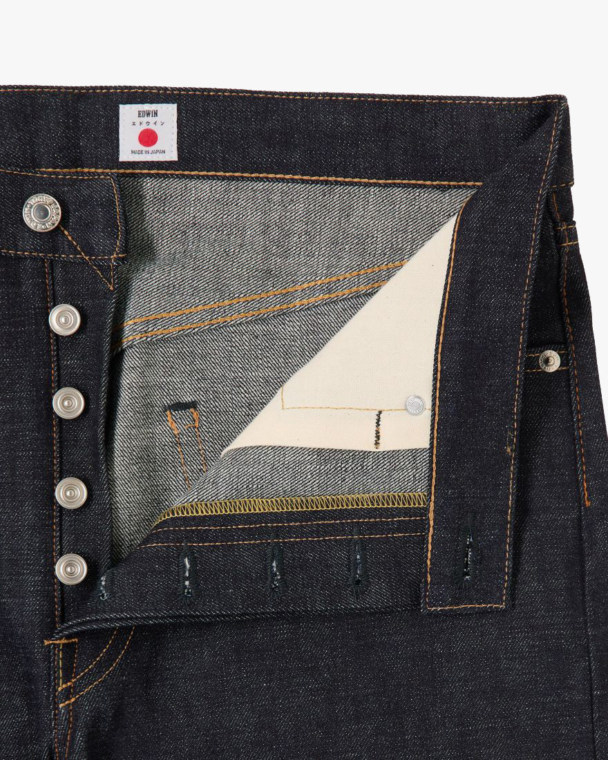 Edwin Made In Japan Regular Straight Mens Jeans - 13.5oz Kaihara Dark Pure Indigo Rainbow Selvage Denim / Blue Unwashed | Edwin Jeans | JEANSTORE