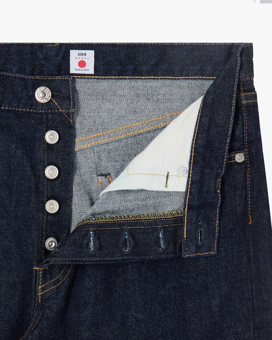 Edwin Made In Japan Regular Straight Mens Jeans - 14oz Kurabo Recycled Red Selvage Denim / Blue Rinsed | Edwin Jeans | JEANSTORE