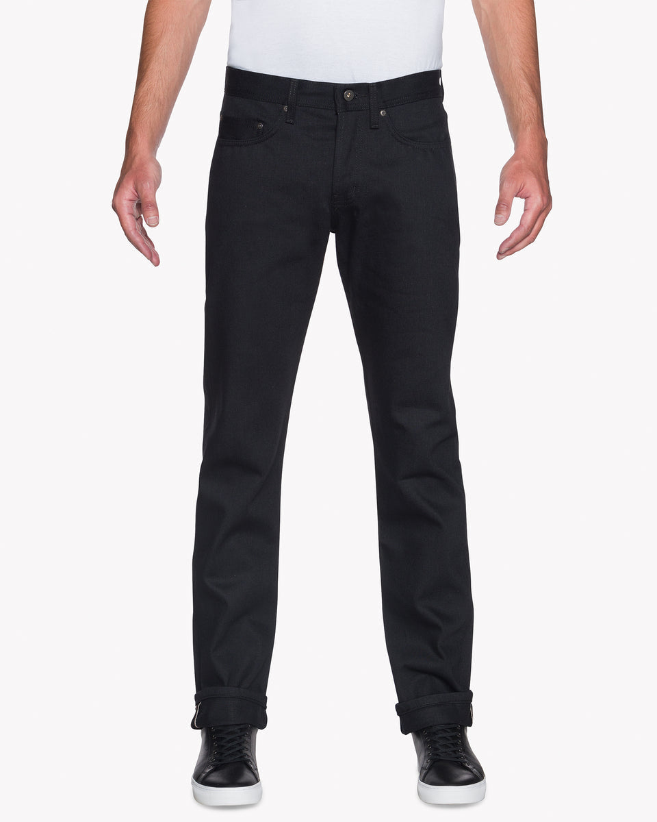 Naked & Famous Denim Weird Guy Regular Tapered Mens Jeans - Solid Black Selvedge | Naked & Famous Denim Jeans | JEANSTORE