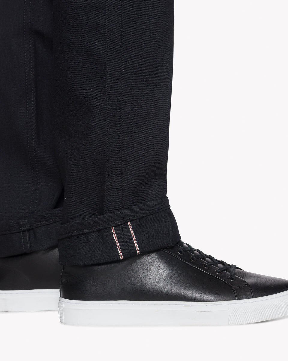 Naked & Famous Denim Weird Guy Regular Tapered Mens Jeans - Solid Black Selvedge | Naked & Famous Denim Jeans | JEANSTORE