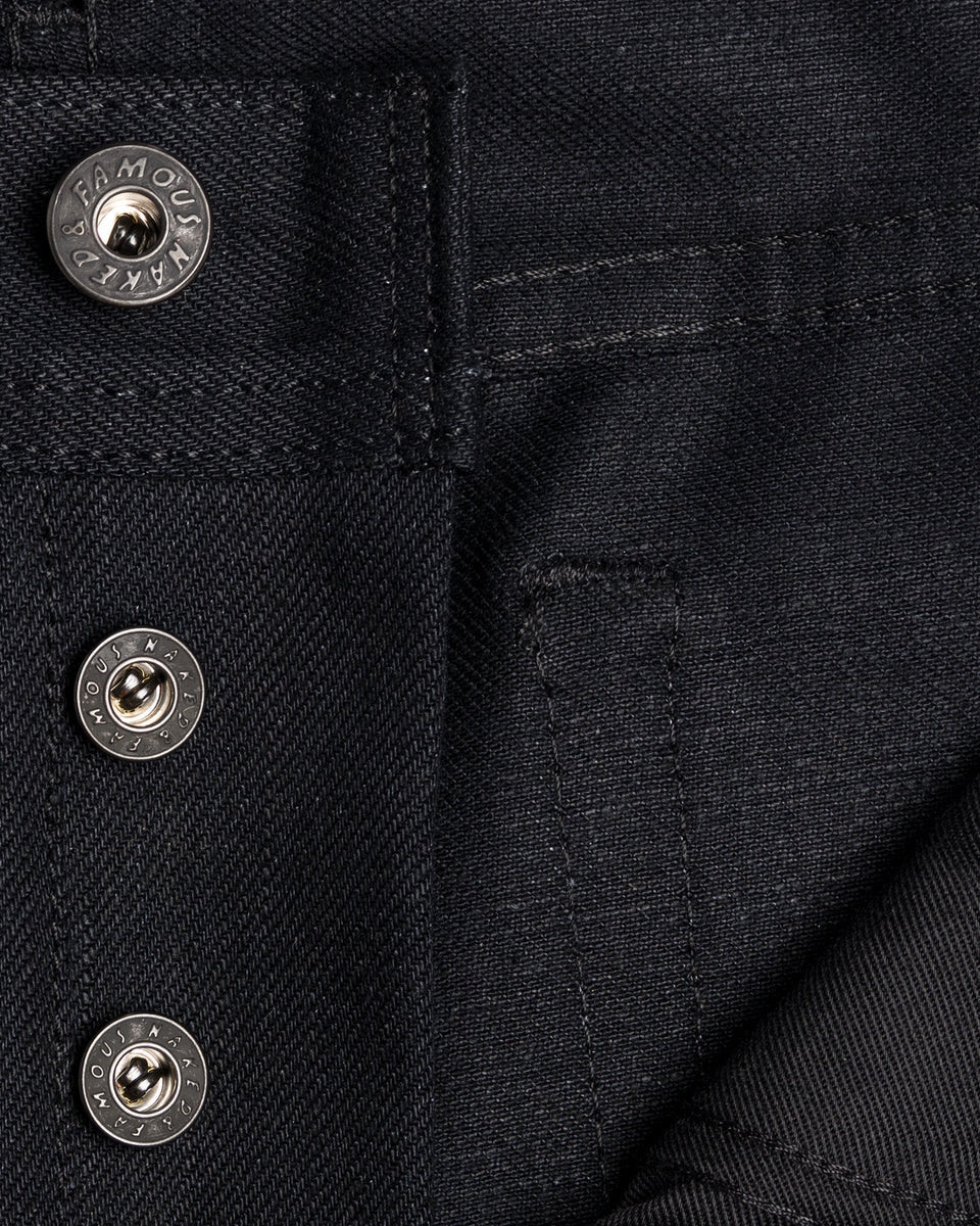 Naked & Famous Denim Weird Guy Regular Tapered Mens Jeans - Solid Black Selvedge | Naked & Famous Denim Jeans | JEANSTORE