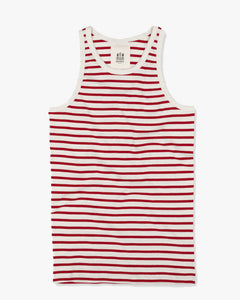 Hemen Biarritz Gari Breton Stripe Ribbed Tank Top - Natural / Red