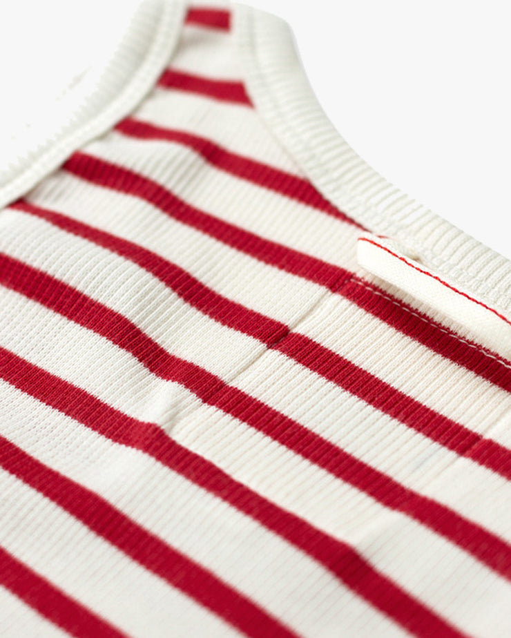 Hemen Biarritz Gari Breton Stripe Ribbed Tank Top - Natural / Red | Hemen Biarritz Underwear | JEANSTORE