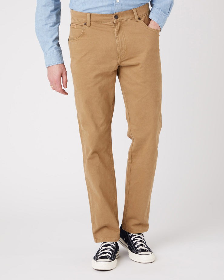 Wrangler Texas Stretch Authentic Straight Mens Cotton Trousers - Camel | Wrangler Chinos & Non-Denim Pants | JEANSTORE