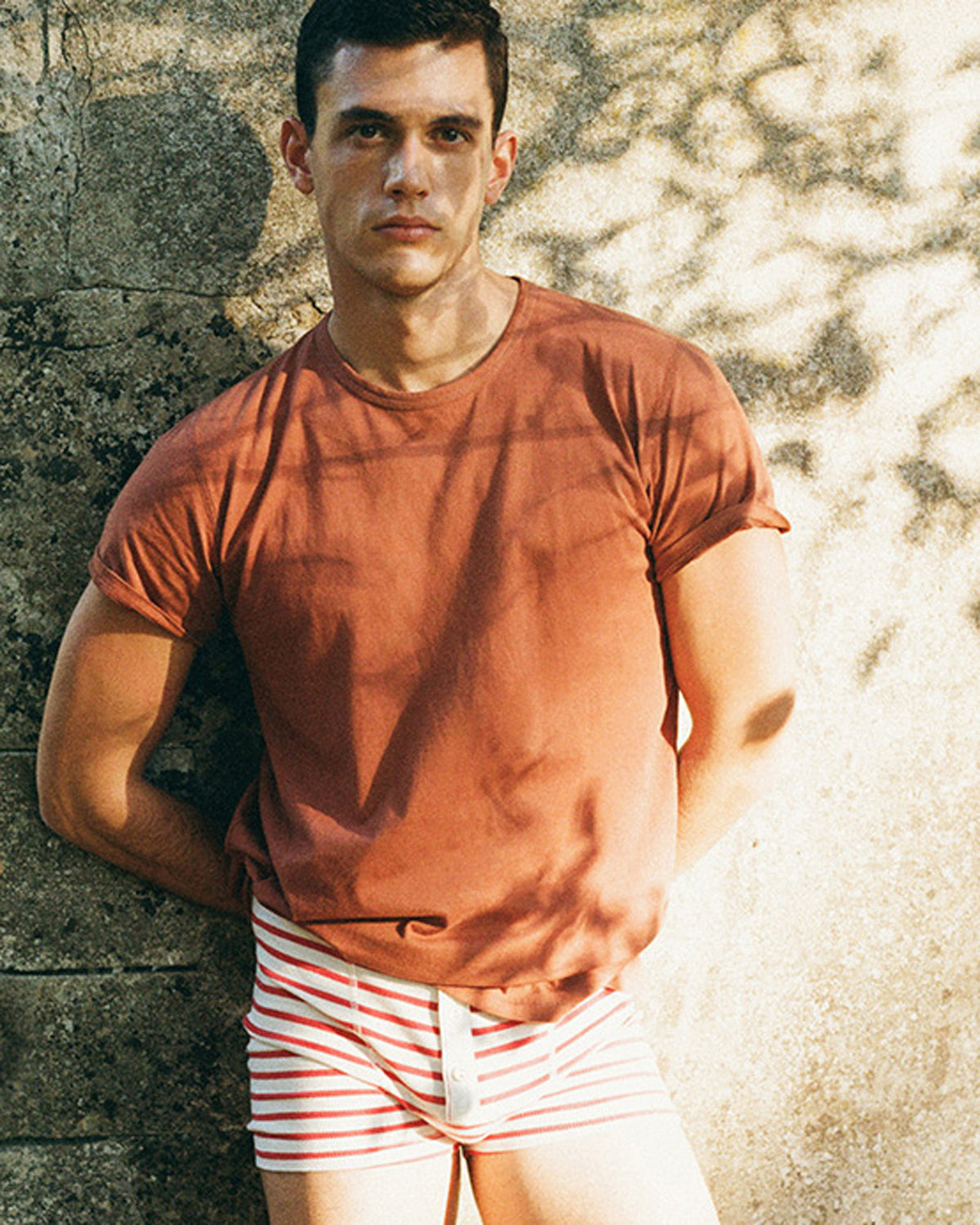 Hemen Biarritz Albar Breton Stripe Boxer Brief - Natural / Red | Hemen Biarritz Underwear | JEANSTORE