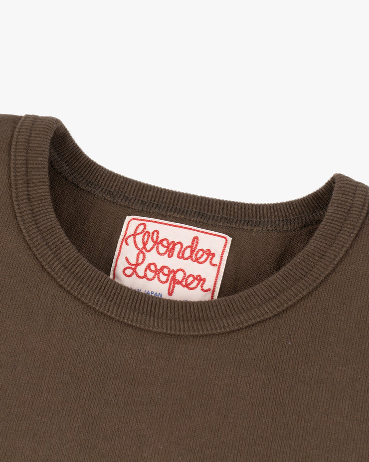 Wonder Looper 409gsm Double Heavyweight T Shirt - Khaki Green | Wonder Looper T Shirts | JEANSTORE