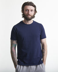 Merz b. Schwanen 4.6oz 1950s Loopwheeled Tee - Ink Blue | Merz b. Schwanen T Shirts | JEANSTORE
