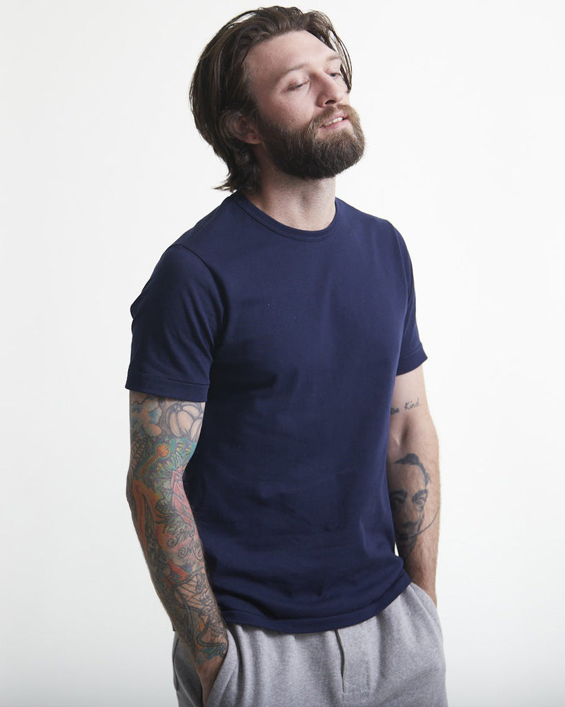 Merz b. Schwanen 4.6oz 1950s Loopwheeled Tee - Ink Blue | Merz b. Schwanen T Shirts | JEANSTORE