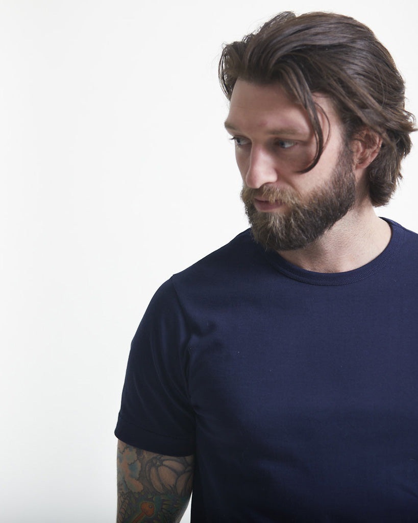 Merz b. Schwanen 4.6oz 1950s Loopwheeled Tee - Ink Blue | Merz b. Schwanen T Shirts | JEANSTORE