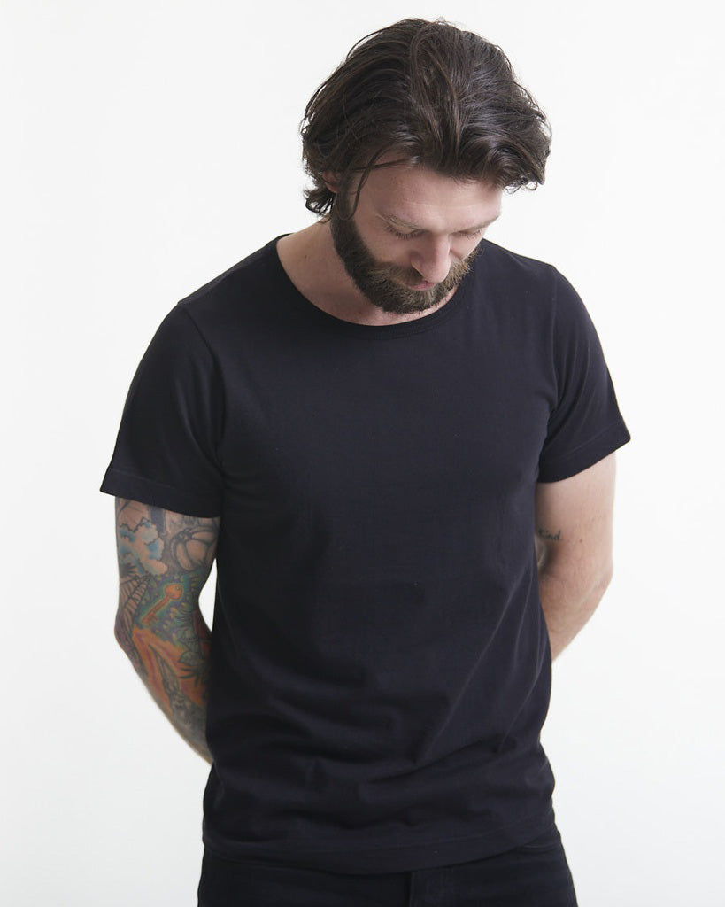 Merz b. Schwanen 4.6oz 1950s Loopwheeled Tee - Deep Black | Merz b. Schwanen T Shirts | JEANSTORE