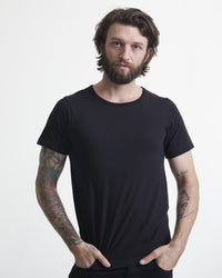 Merz b. Schwanen 4.6oz 1950s Loopwheeled Tee - Deep Black | Merz b. Schwanen T Shirts | JEANSTORE
