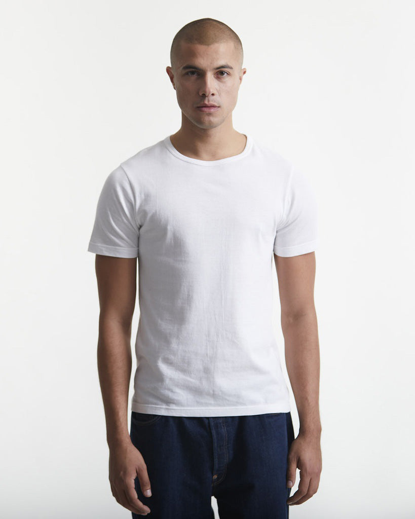 Merz b. Schwanen 4.6oz 1950s Loopwheeled Tee - White | Merz b. Schwanen T Shirts | JEANSTORE