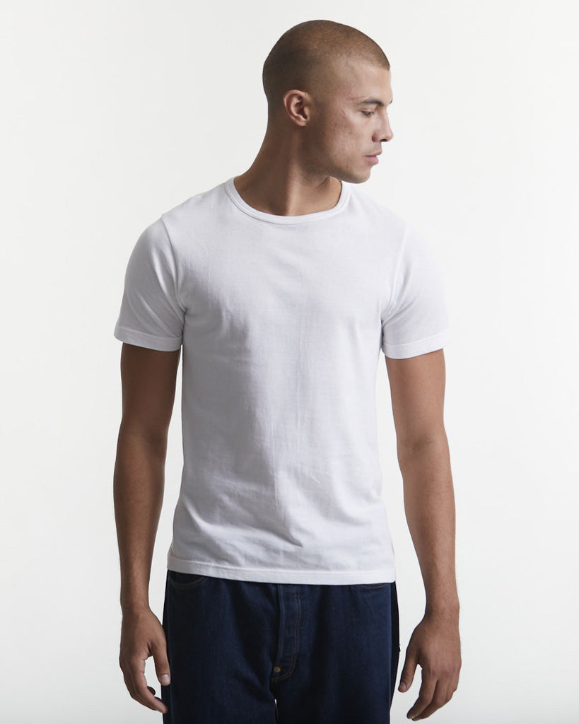Merz b. Schwanen 4.6oz 1950s Loopwheeled Tee - White | Merz b. Schwanen T Shirts | JEANSTORE