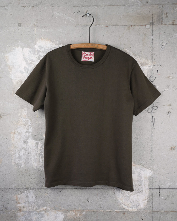 Wonder Looper 409gsm Double Heavyweight T Shirt - Khaki Green | Wonder Looper T Shirts | JEANSTORE