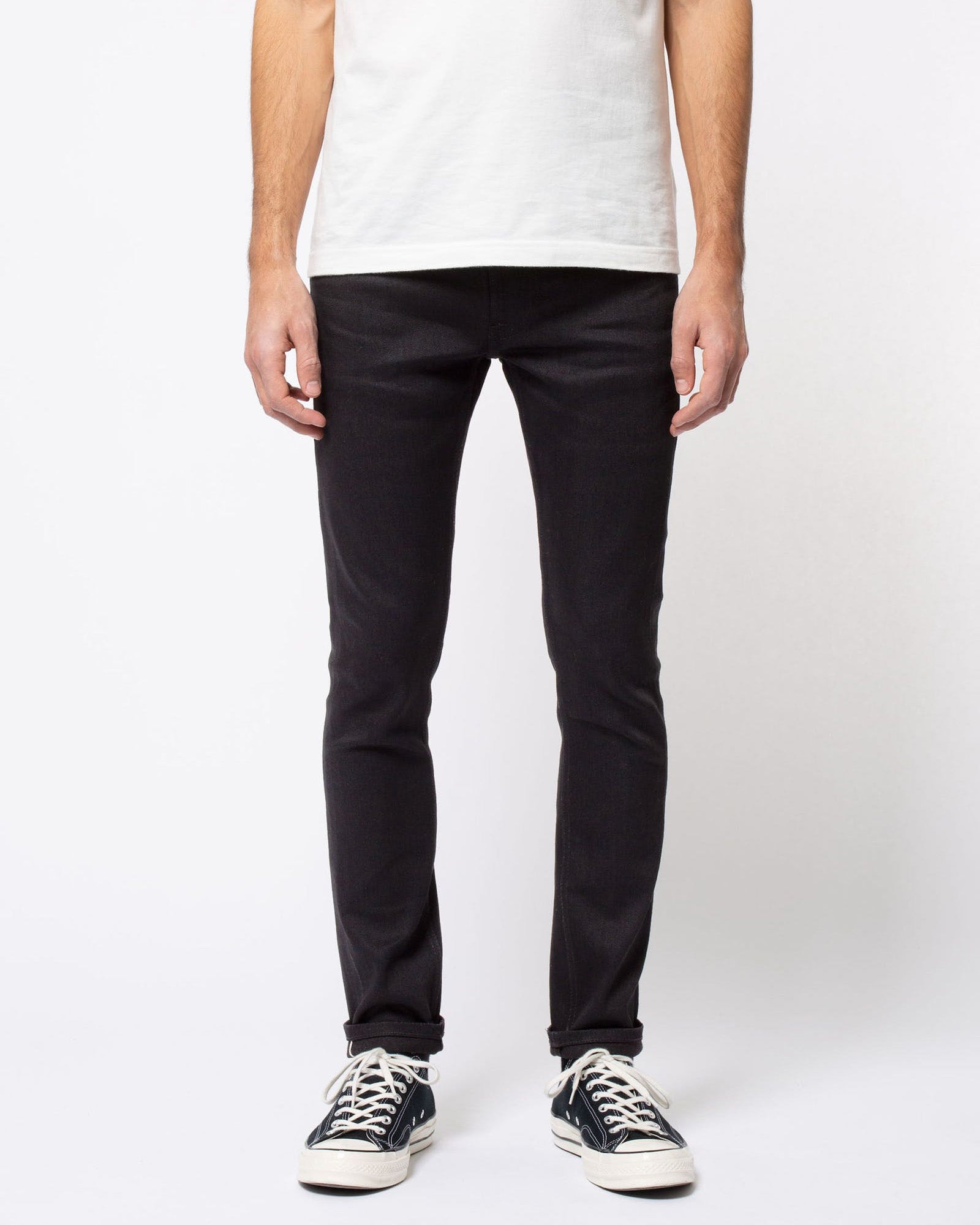 Nudie Lean Dean Slim Tapered Mens Jeans - Dry Black Selvage