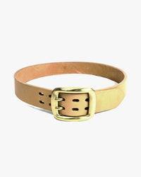 Samurai Jeans W001-WP Extra Thick Leather W Pin Curve Belt - Natural | Samurai Jeans Belts | JEANSTORE