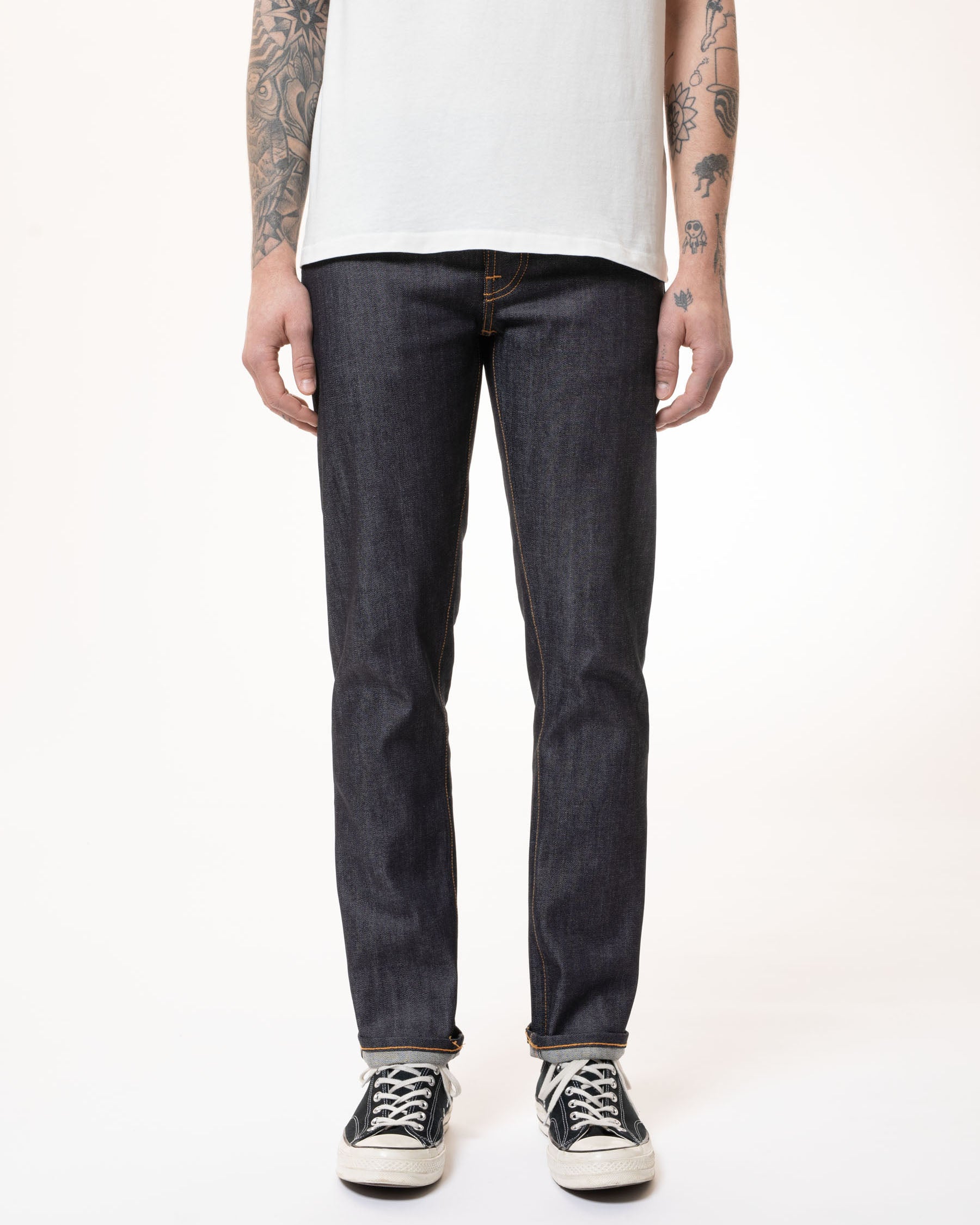Nudie Grim Tim Slim Straight Mens Jeans - Dry Original Selvage – JEANSTORE