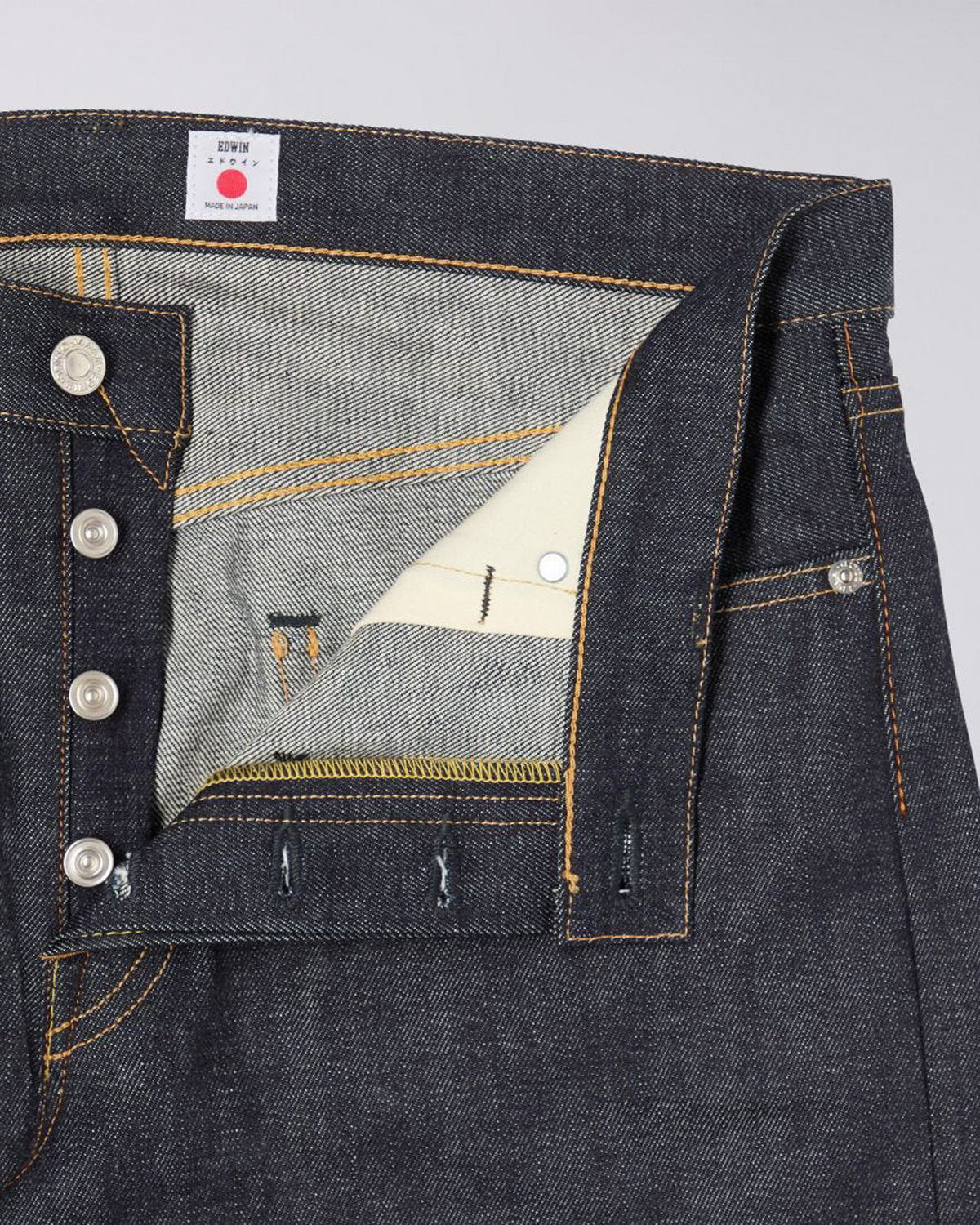 Edwin Made In Japan Regular Tapered Mens Jeans - 13.5oz Kaihara Dark Pure Indigo Rainbow Selvage Denim / Blue Unwashed | Edwin Jeans | JEANSTORE