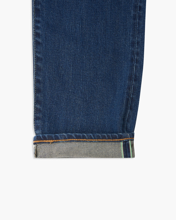 Edwin Made In Japan Regular Tapered Mens Jeans - 12.5oz Kaihara Green x White Selvage Stretch Denim / Blue Mid Dark Used | Edwin Jeans | JEANSTORE