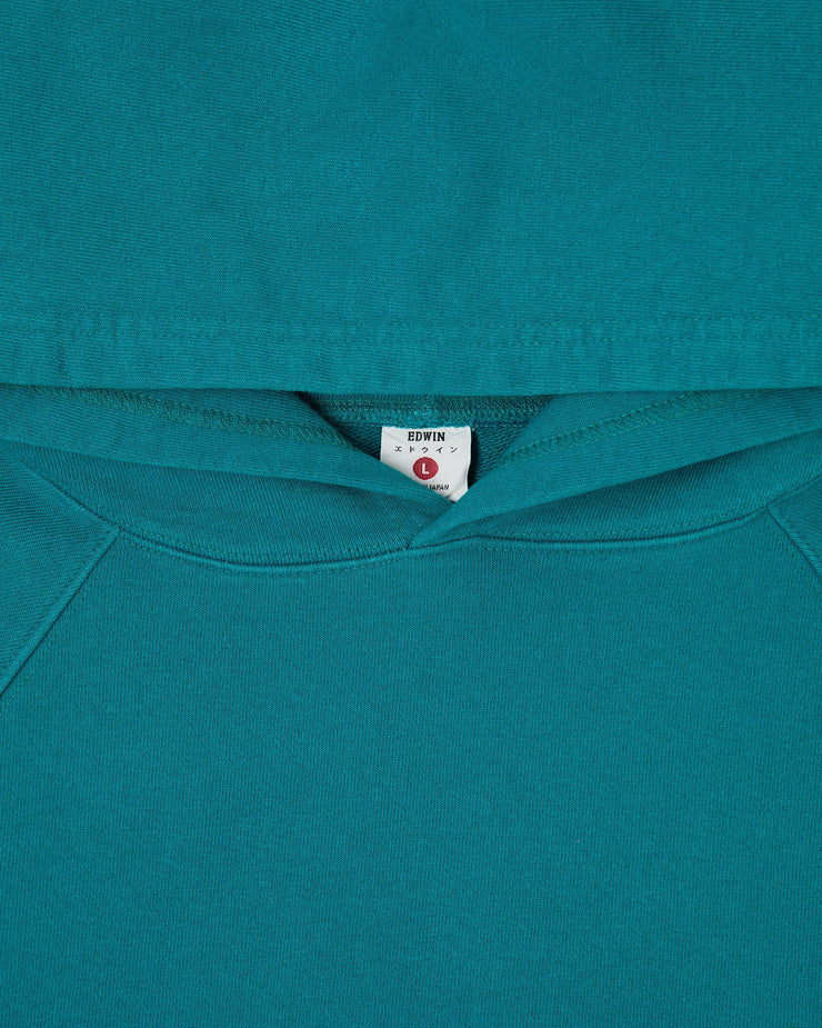 Edwin Made In Japan Raglan Sleeve Hood Sweat - Maruwa Deep Lake Ozone | Edwin Sweaters & Knitwear | JEANSTORE