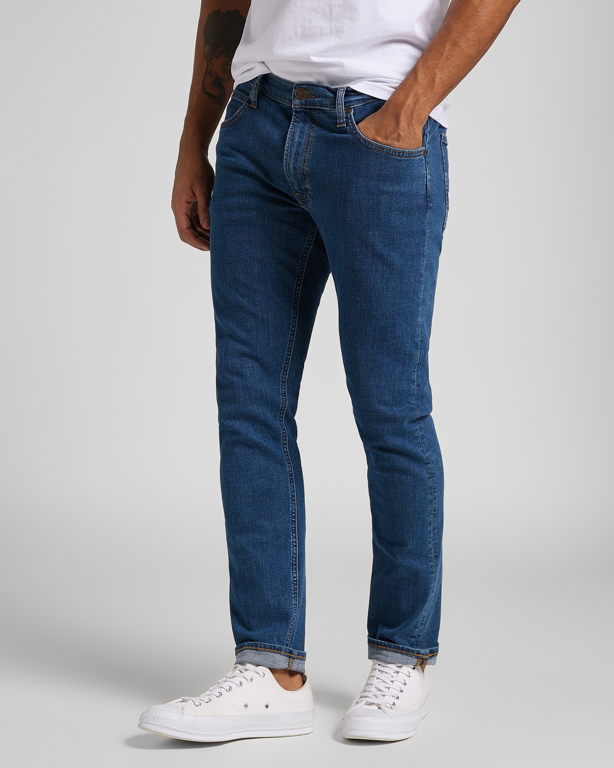 Lee Luke Slim Tapered Mens Jeans - Mid Stone Wash