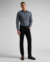 Lee 101 Rider Slim Fit Kaihara Recycled Cotton 14oz Selvedge Mens Jeans - Dry Black | Lee Jeans | JEANSTORE
