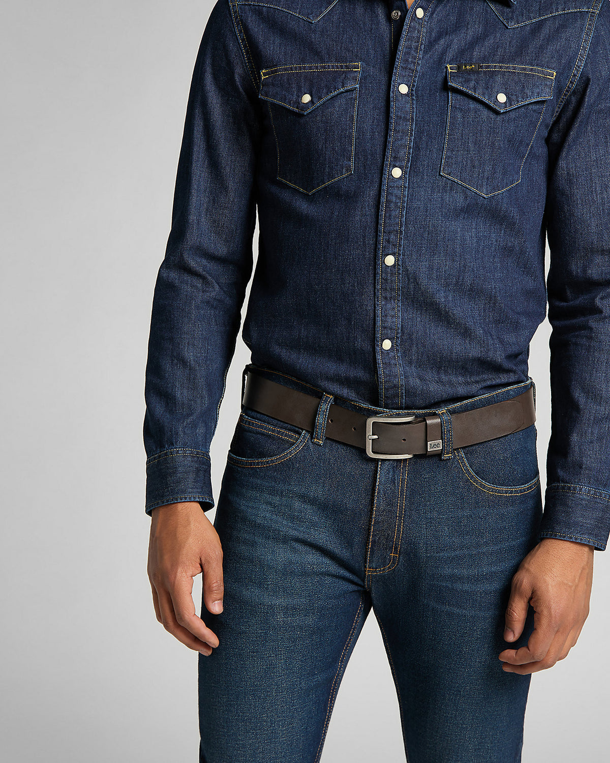 Lee Small Logo Leather Belt - Dark Brown | Lee Belts | JEANSTORE