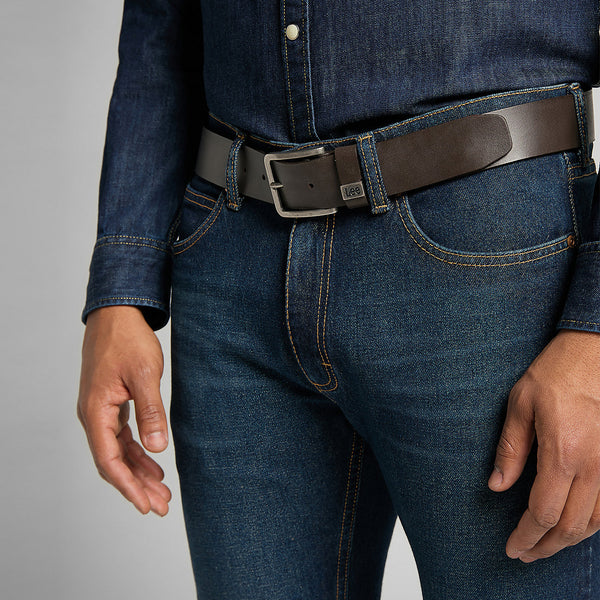 Lee Small Logo Leather Belt - Dark Brown | Lee Belts | JEANSTORE