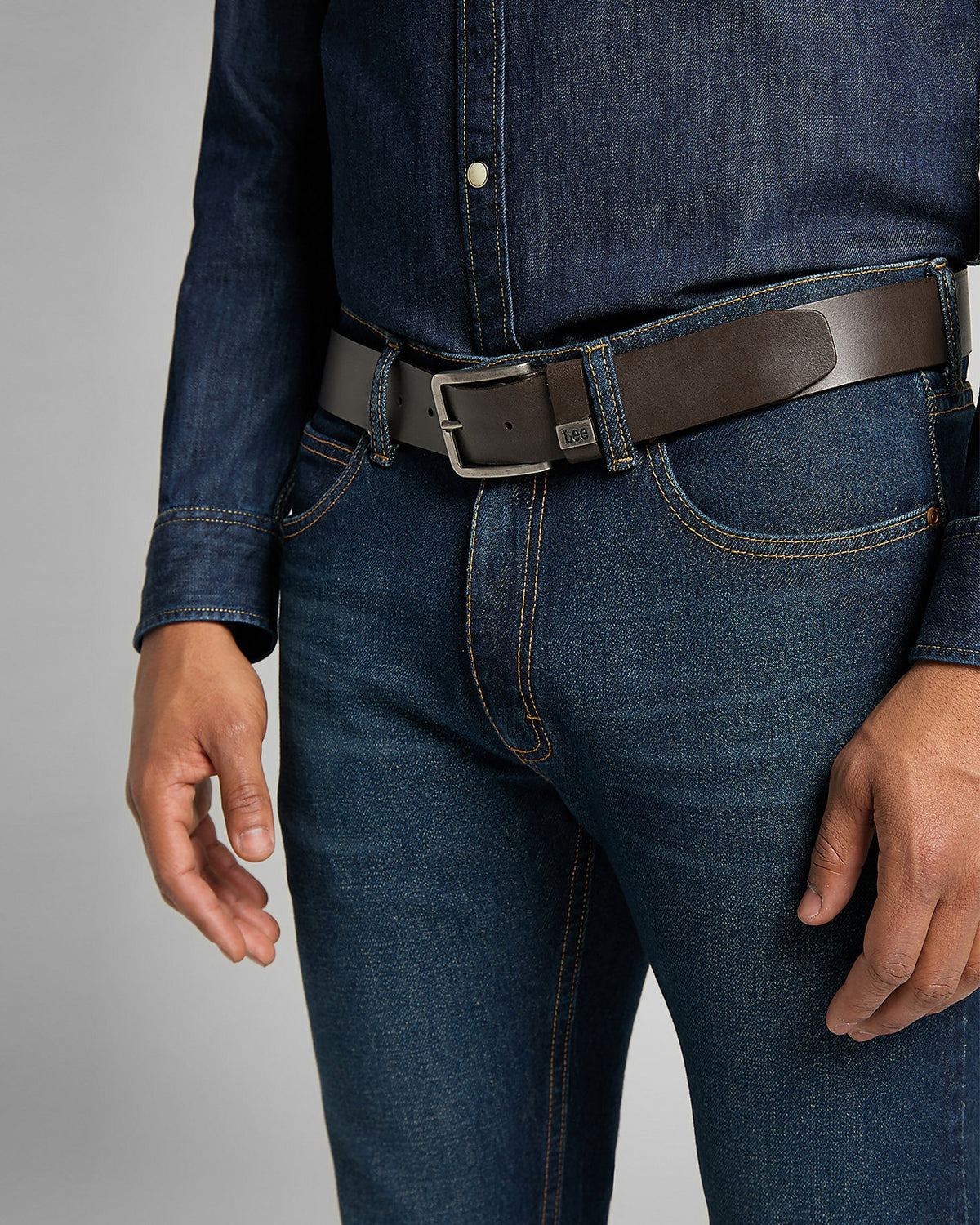 Lee Small Logo Leather Belt - Dark Brown | Lee Belts | JEANSTORE