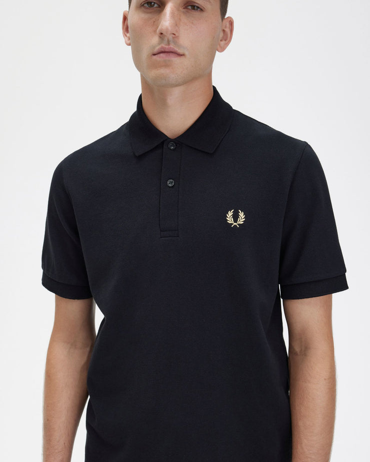 Fred Perry M3 Made In England Plain Polo Shirt - Black / Champagne