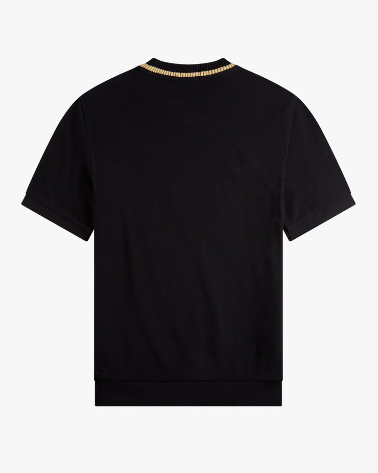 Fred Perry M7 Made In England Crew Neck Pique Tee - Black / Champagne | Fred Perry T Shirts | JEANSTORE