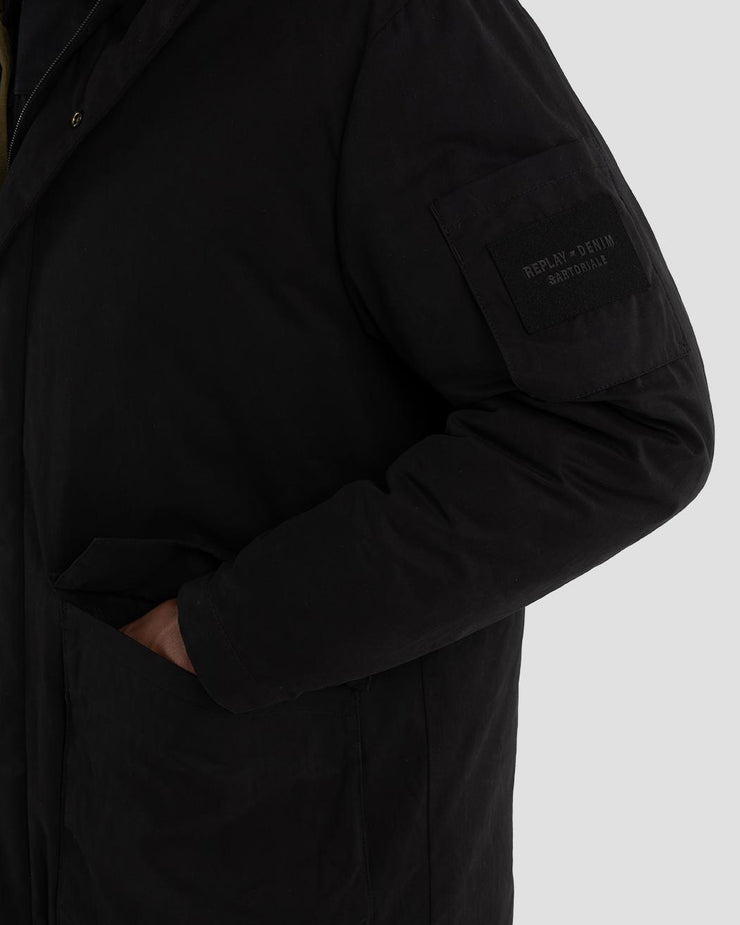 Replay Sartoriale Hooded Parka - Black | Replay Jackets & Coats | JEANSTORE