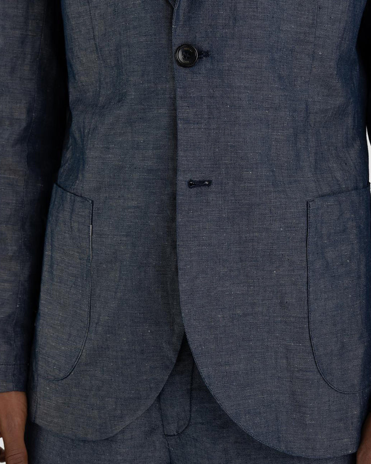 Replay Sartoriale Linen Denim Blazer Jacket - Rinsed Dark Blue
