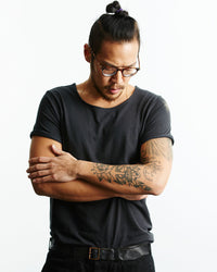 Merz b. Schwanen 114 4.6oz 1920s Loopwheeled Tee - Charcoal | Merz b. Schwanen T Shirts | JEANSTORE