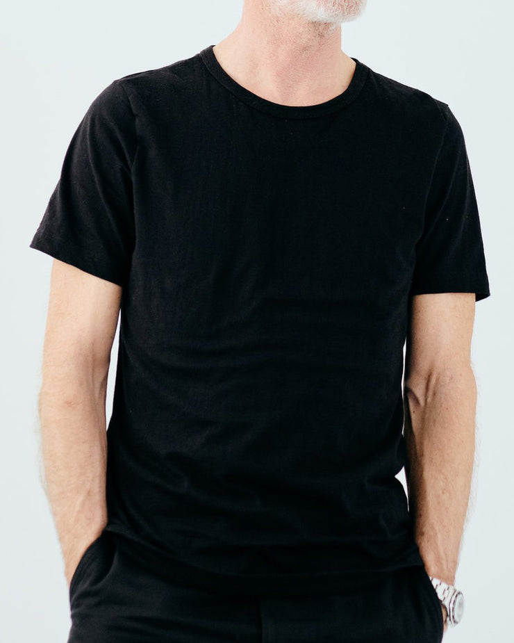Merz b. Schwanen Good Originals 4.6oz 1950s Loopwheeled Tee - Deep Black | Merz b. Schwanen T Shirts | JEANSTORE