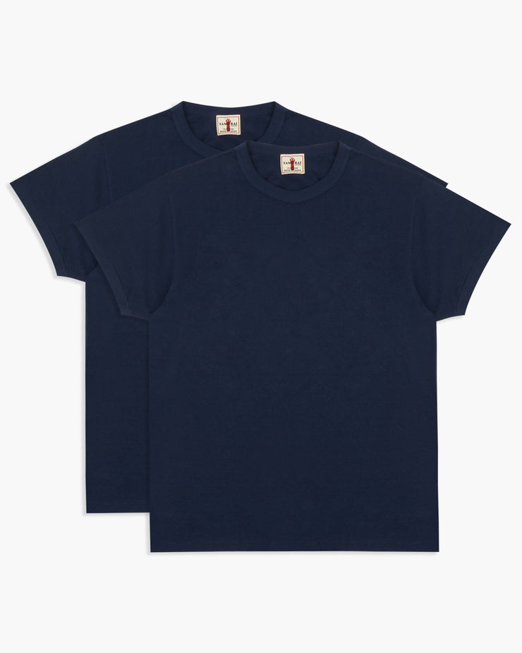 Samurai Jeans SJ2PST-CREW 2-Pack Loopwheel Tees - Navy | Samurai Jeans T Shirts | JEANSTORE