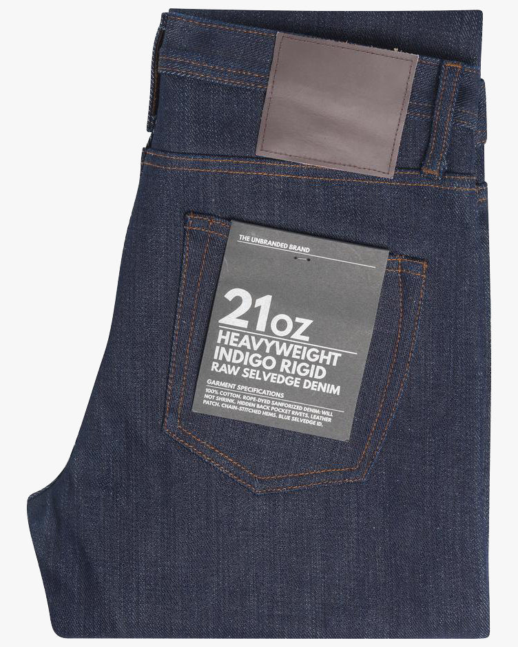 Unbranded UB121 Skinny Fit Mens Jeans - 21oz Indigo Selvedge | The Unbranded Brand Jeans | JEANSTORE