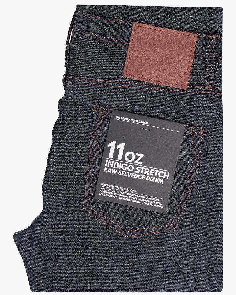 Unbranded UB122 Skinny Fit Mens Jeans - 11oz Indigo Stretch Selvedge | The Unbranded Brand Jeans | JEANSTORE
