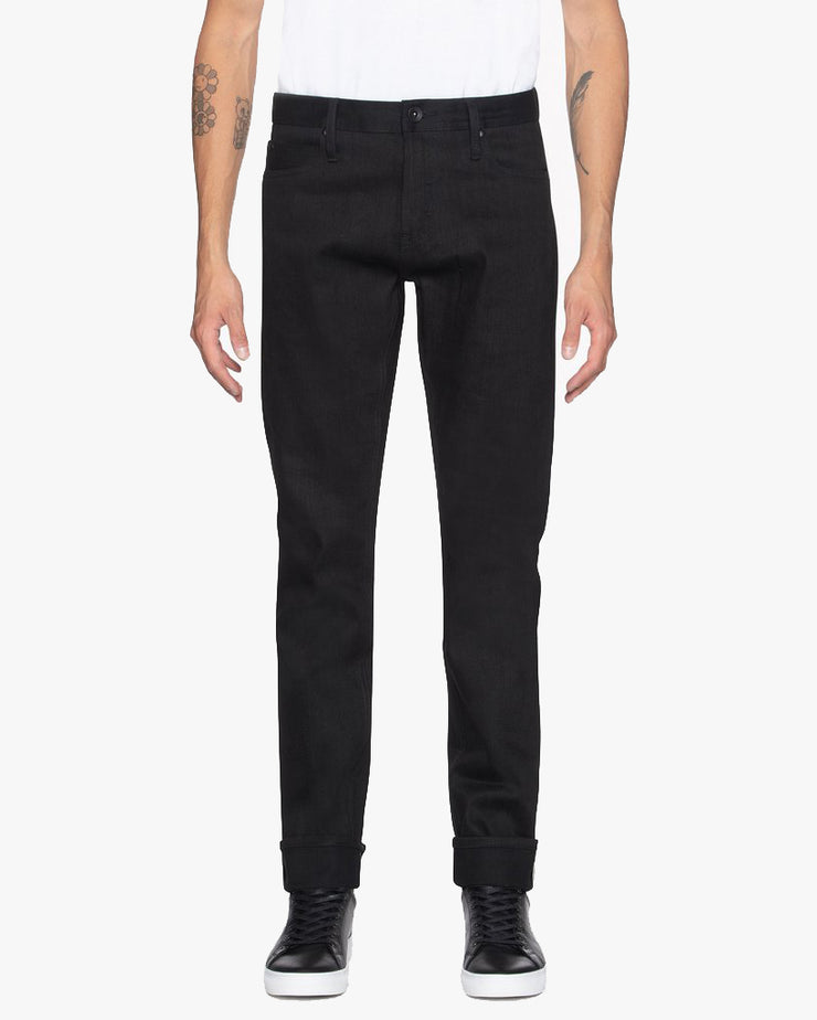 Unbranded UB144 Skinny Fit Mens Jeans - 11oz Solid Black Stretch Selvedge | The Unbranded Brand Jeans | JEANSTORE