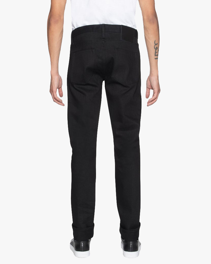 Unbranded UB144 Skinny Fit Mens Jeans - 11oz Solid Black Stretch Selvedge | The Unbranded Brand Jeans | JEANSTORE