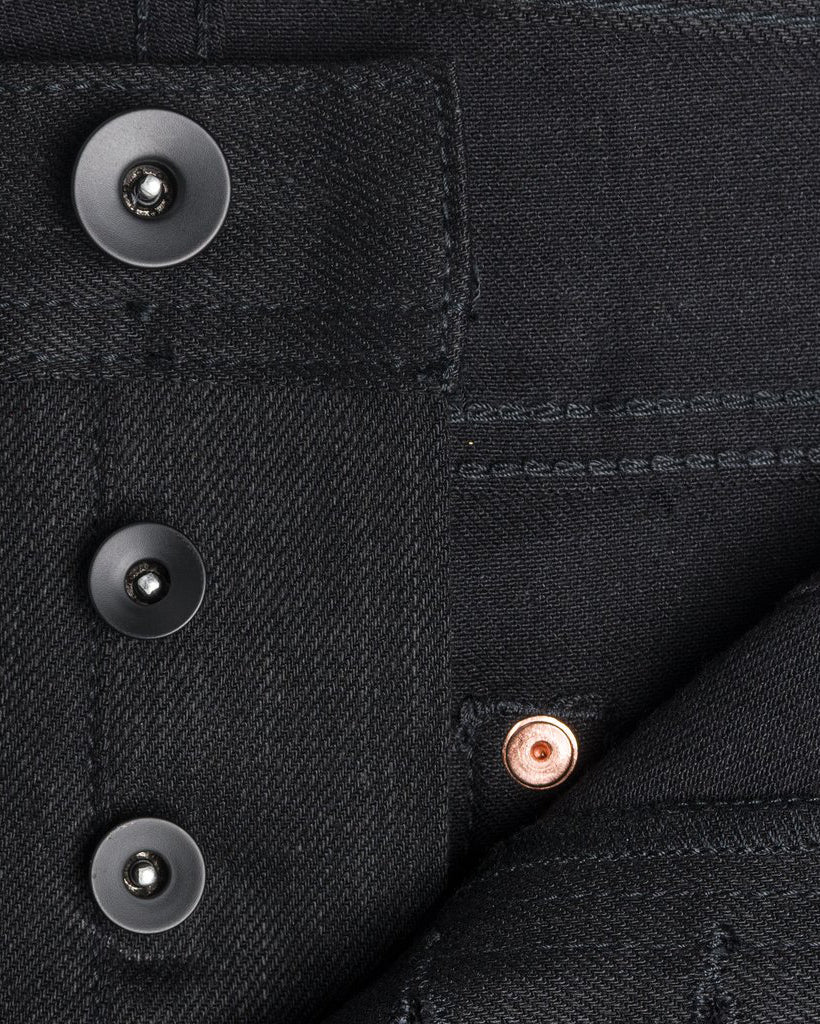 Unbranded UB144 Skinny Fit Mens Jeans - 11oz Solid Black Stretch Selvedge | The Unbranded Brand Jeans | JEANSTORE