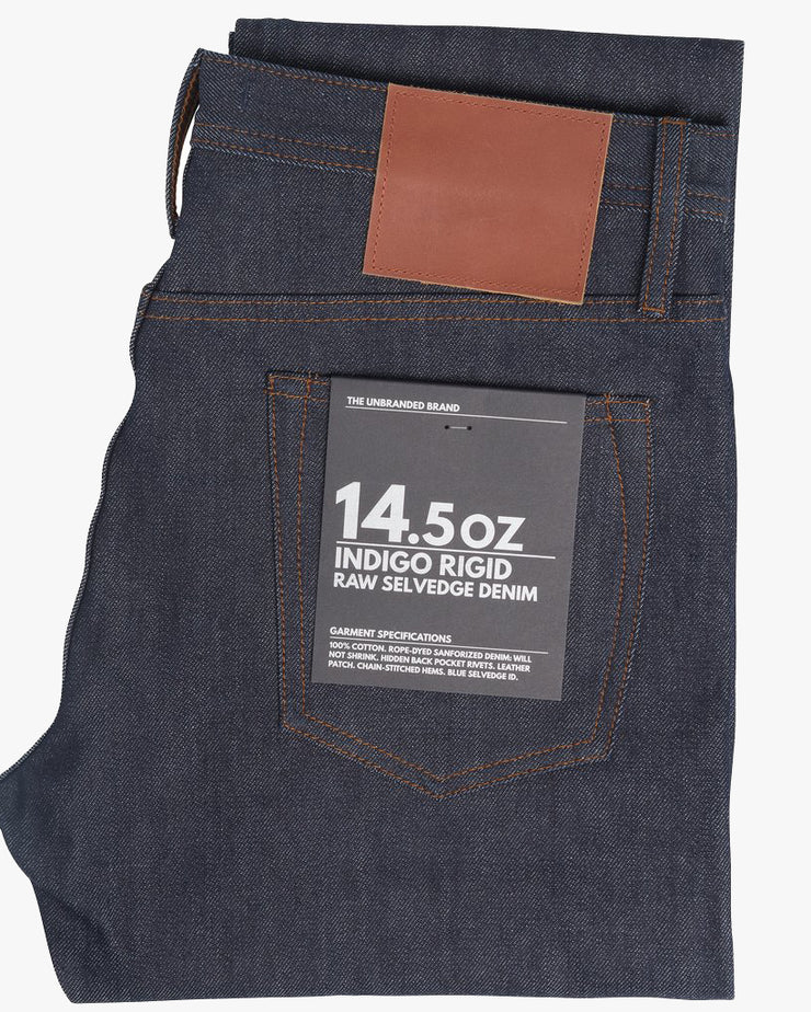 Unbranded UB201 Tapered Fit Mens Jeans - 14.5oz Indigo Selvedge | The Unbranded Brand Jeans | JEANSTORE