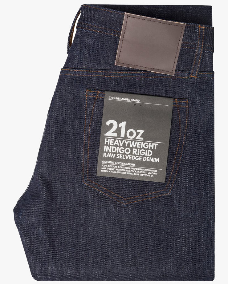 Unbranded UB221 Tapered Fit Mens Jeans - 21oz Indigo Selvedge | The Unbranded Brand Jeans | JEANSTORE