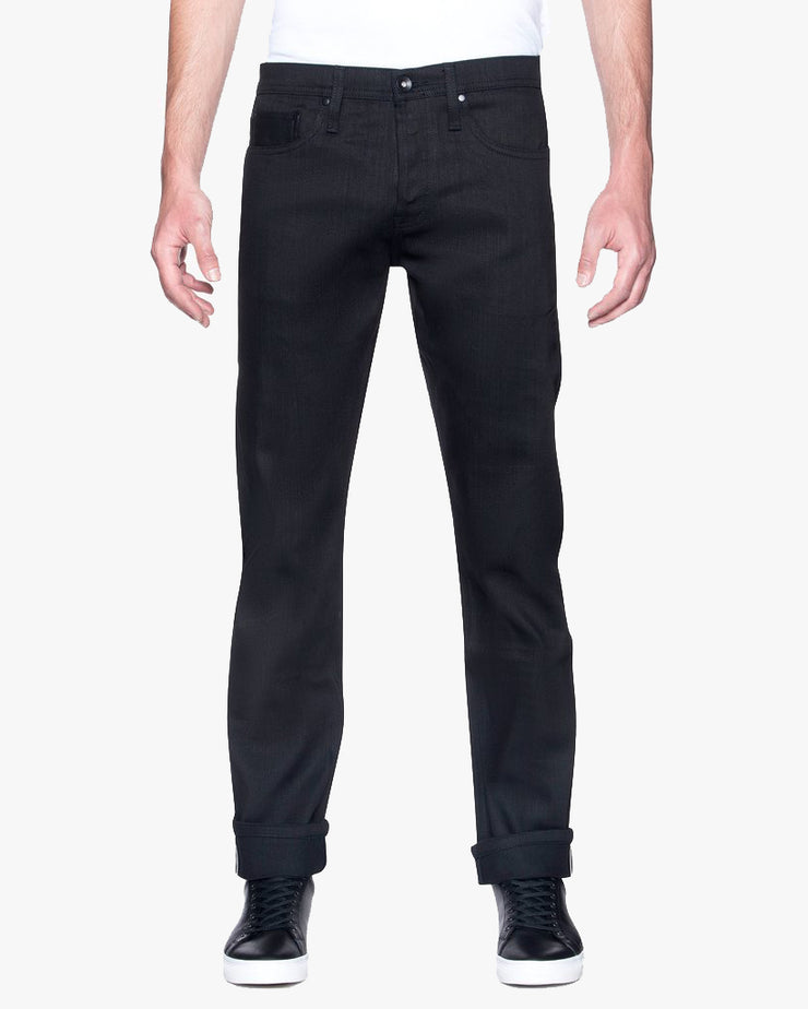 Unbranded UB244 Tapered Fit Mens Jeans - 11oz Solid Black Stretch Selvedge | The Unbranded Brand Jeans | JEANSTORE